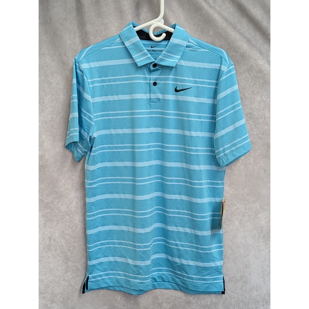 Nike Golf Polo Shirt Top Tour Striped Baltic Blue DR5300-416 Men Small